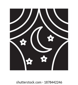 moon with stars in window insomnia silhouette style icon vector illustration design