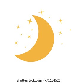 Moon and stars yellow vector icon.