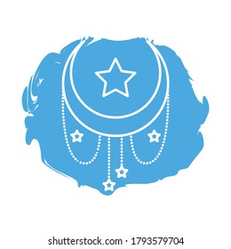 moon and stars zodiac symbol block style icon vector illustration design