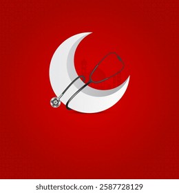 The moon stethoscope represents the Muslim festivals of Ramadan, Eid, and Eid Ul Adha. It is a concept of Eid Mubarak, and it is also a concept of Muslim health care.