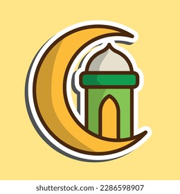 moon sticker ramadan edition pack, editable cartoon style sticker vector