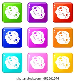 Moon stone icons of 9 color set isolated vector illustration