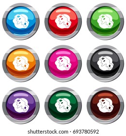 Moon stone set icon isolated on white. 9 icon collection vector illustration