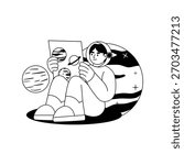 Moon Study Outline Illustration EPS 10 File
