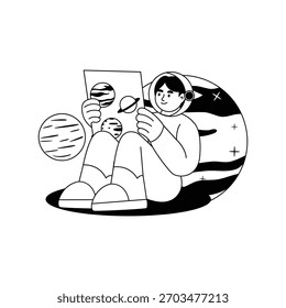 Moon Study Outline Illustration EPS 10 File
