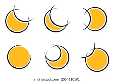 moon stylized icon symbol set pack design elements
