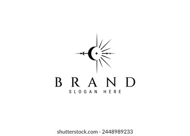 Moon and sun abstract image vector logo