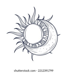 moon and sun astrology icon isolated