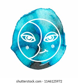 Moon and Sun with faces spiral