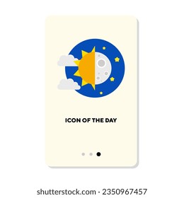 Moon and sun halves flat icon. Night, dream, sky isolated vector. Sleeping and night concept. Vector illustration symbol elements for web design