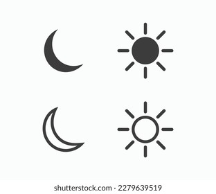 Moon and sun icon vector symbol flat and line style