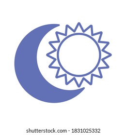 diseño de iconos en forma de luna y línea solar y estilo de relleno, insomnio sueño y tema nocturno Ilustración vectorial