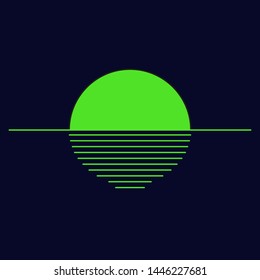 Moon or sun on the water in modern style isolated on white background