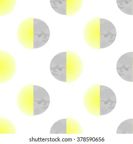 Moon and Sun seamles vector illustration