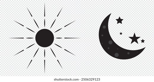 Moon and sun simple line icon. Vector illustration. EPS 10.