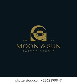 moon and sun simple logo design template