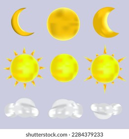 Moon, Sun  Sky 3d vector collect