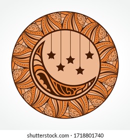 moon, sun and stars, vector illustration