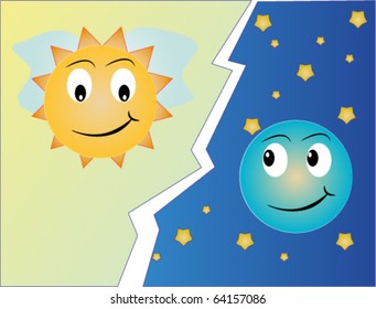 Moon And Sun Vector