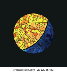 Moon and sun Vector. Decorative graphic design element in oriental style. Sun, Moon, stars. Vector hand drawn illustration