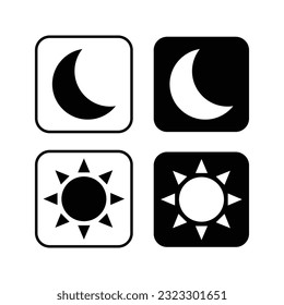 Moon and sun vector illustration. mobile icon for day and night weather symbol outline stroke black white