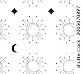 Moon and sun vector stock illustration. Vector stock illustration. Vector pattern moon. Sunlight. Graphic artwork. Seamless pattern