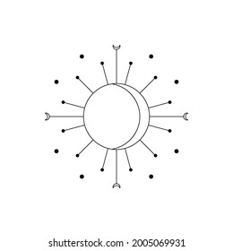 Moon and sun vector stock illustration. Vector stock illustration. Vector moon. Sunlight. Graphic artwork