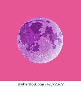 Moon at sunset. Detailed vector illustration. Isolated