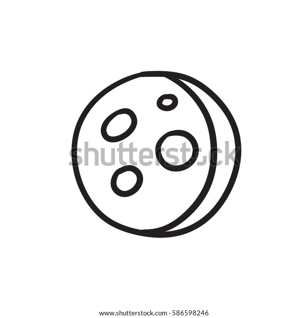Moon surface with cheese holes vector sketch icon\
isolated on background. Hand drawn Moon surface with cheese holes\
icon. Moon surface with cheese holes sketch icon for infographic,\
website or app.