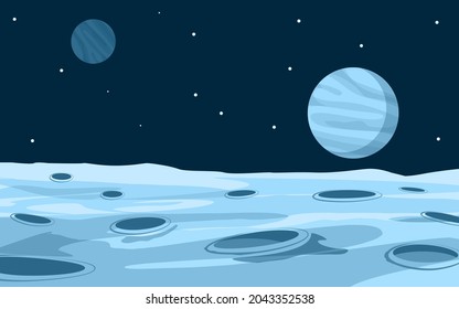 Moon surface illustration background with planets