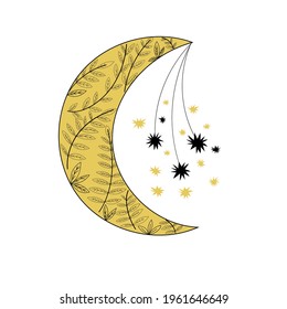 Superficie lunar, luna, planeta satelital, luna creciente - forma de objeto, gráficos vectoriales