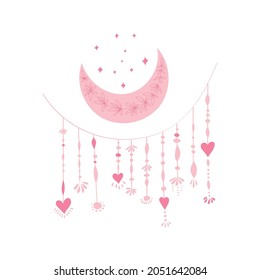 Moon Surface. Moon. Satellite Planet. Crescent Moon. Object Shape. Vector Graphics.