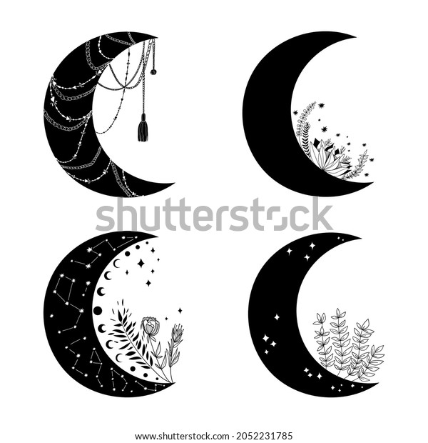 Moon Surface. Moon. Satellite Planet.\
Crescent Moon. Object Shape. Vector\
Graphics.