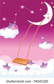 moon and swing in sky