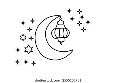 Moon symbol continuous one line drawing of minimalist outline vector illustration