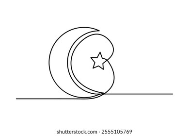 Moon symbol continuous one line drawing of minimalist outline vector illustration