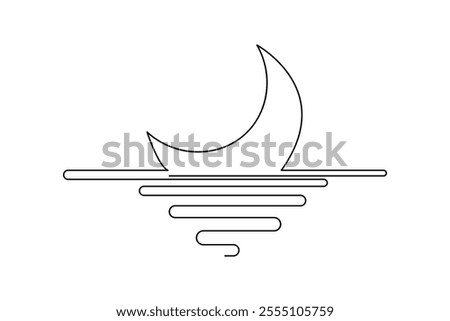 Moon symbol continuous one line drawing of minimalist outline vector illustration