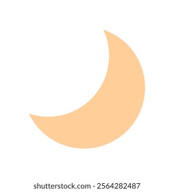 Moon symbol in flat design style. Simple crescent shape representation. A visually appealing color illustration. Ideal for digital media, social applications, and creative projects.