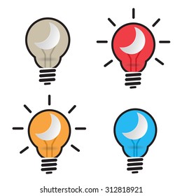 Moon symbol in light bulb, Vector illustrator