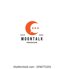 Moon talk logo with bubble chat and triple dots to symbolize discussion, conversation and communication