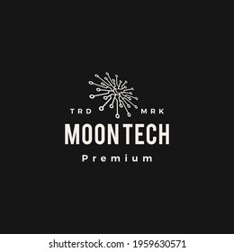 Moon Tech Crescent Technology Hipster Vintage Logo Vector Icon Illustration