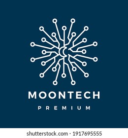 moon tech electric circuit logo vector icon illustration