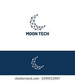 Moon tech logo design template