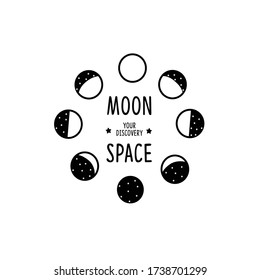 moon text line circle black and white tee illustration art vector