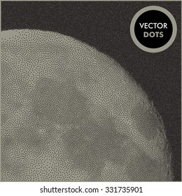 Moon texture vector illustration. Space dots Background.