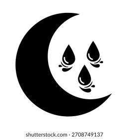 Luna y tres lágrimas Vector, ilustración