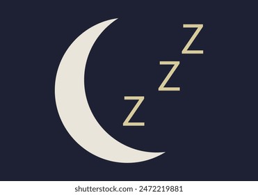 Moon with three z's of sleeping at night