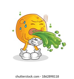moon throw up cartoon. cartoon mascot vector