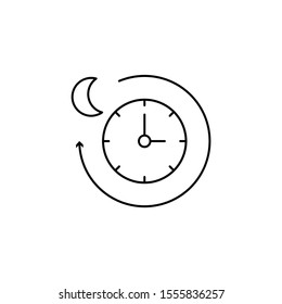 Moon, time, forward icon. Simple line, outline vector of icons for ui and ux, website or mobile application