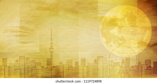 Fondo del cielo nocturno de la luna en Tokio